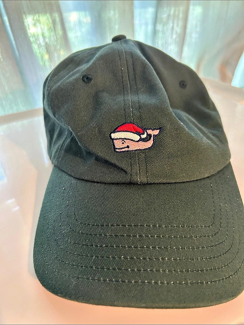 Vineyard Vines Whale Embroidered Plaid Lined Hat in Green & Red